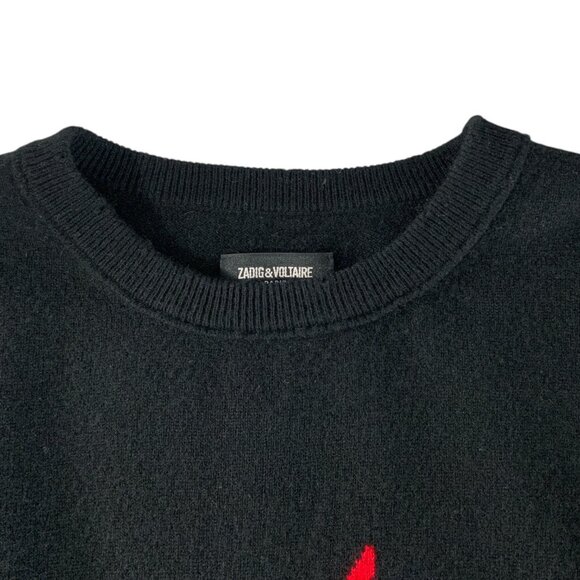 Zadig & Voltaire Miss Flash Sweater M Black Crewneck Wool Cashmere - Picture 5 of 15